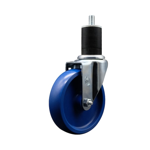 5'' SS Solid Poly Wheel Swivel 1-3/4'' Expanding Stem Caster